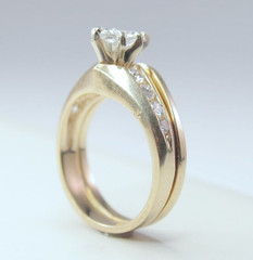 Vintage 14k Yellow Gold 9 Stone Diamond .66ctw Wedding Set Lady’s Ring Size 4.5