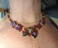 Vintage 40’s West Germany Necklace & Earring Set Wired Iridescent Glass Bead’s