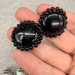 Vintage Button Earring Lot Screw Back Clip Ons Glass Acrylic Metal 6 Pair