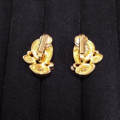 Swarovski Swan Gold Tone Lavender Yellow Pink Crystal Earrings Clip-On
