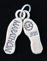 Vintage Sterling Silver Marathon 26.2 Miles Running Shoes Souvenir Charm 925 E