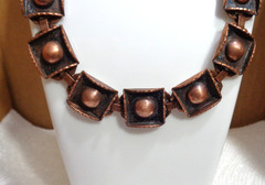 16 inch Vintage Solid Copper Renoir Square Link Necklace 3/4″ 3.7 oz