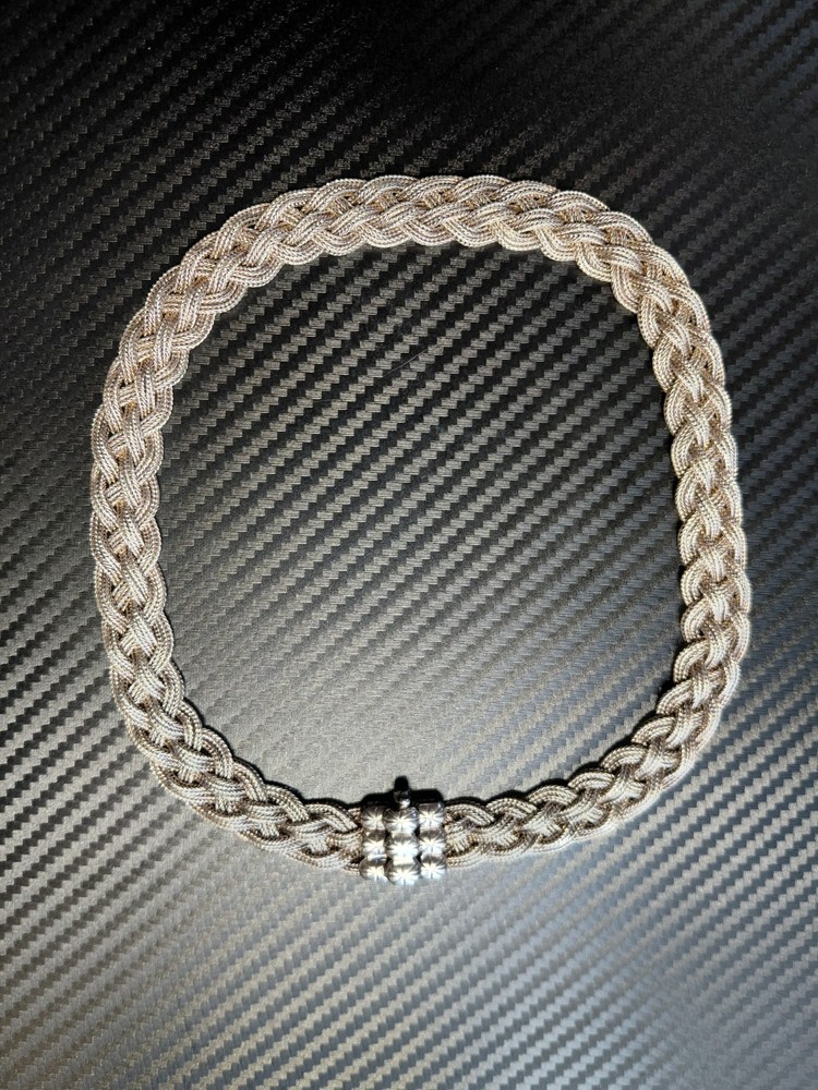 *RARE* vintage sterling silver 925 braided choker necklace stick pin clasp