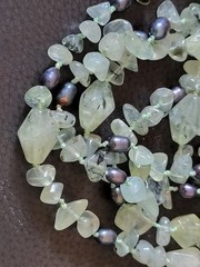 Vintage Prehnite Pearl 6 strand Necklace.