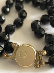 Vtg Made In Austria Black Beaded Bracelet, Stamp, Gold Tone Clasp
