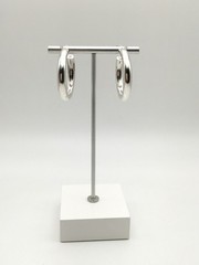 Vintage Sterling Silver 5mm 1.25” Classic Hoop Earrings Marked 925 8.8g #20
