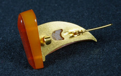 Vintage Soviet Amber Brooch. Sailboat. Kaliningrad. Made in USSR (№1218)