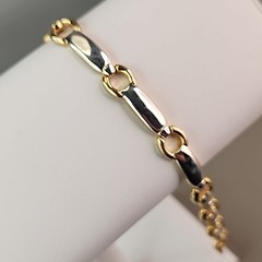 Vintage Chain Bracelet Multi Tone 8mm Glossy 7″