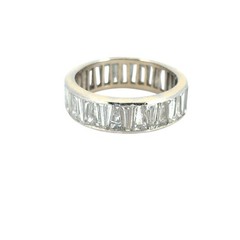 Vintage 14k White Gold Trapezoid Baguette Diamond Eternity Ring Band