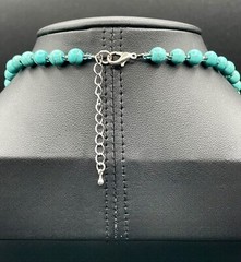 CHINESE TURQUOISE Necklace 70s Tassel Y-Drop 18” Silver Plated Statement #1 EUC