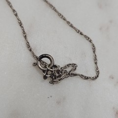 Vintage Pendant Sterling Silver Chain Necklace Leaf Motif Handcrafted 70s Green