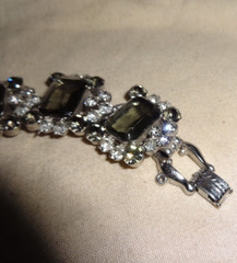 Juliana D&E Delizza Elster 5 Link Emerald Cut Clear Rhinestone Bracelet 7″ #8115
