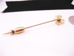 Antique Art Nouveau Deco Era 14K GF Sugarloaf Amethyst Tie Cravat Stick Pin