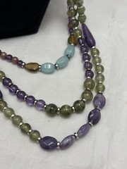 BEAUTIFUL Beaded TRIPLE STRAND C1946 NECKLACE 14”
