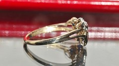 10k y/gold size 7 ring 0.18ct natural treated sapphire diamond heart 1.95g N2536