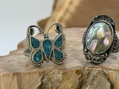 Lot of 3 Vintage Southwestern Sterling Silver Rings sizes 4.5–2NL26.02