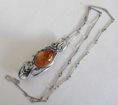 POLAND STERLING PENDANT NECKLACE, 70MM or 2 3/4 INCH PENDANT, STERLING BAR CHAIN