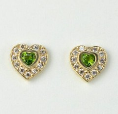 14k Solid White Gold Halo Heart Stud Earrings