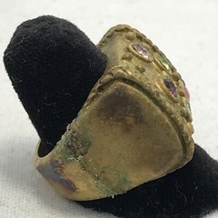 Vintage 18K HGE Plated Multi Color Crystals Unique Bold Look Ring varied sizes