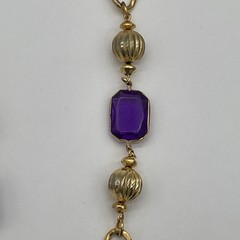 Vintage Unbranded Gold Tone Necklace With Emerald Cut Faux Amethyst Stones