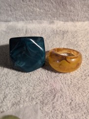 40+ Vintage Bakelite Lucite Etc plastic ring collection! Many sizes & designs!