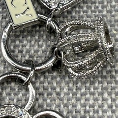 Vintage Juicy Couture Charm Necklace Silver Tone Key Heart Crown Enamel Tag