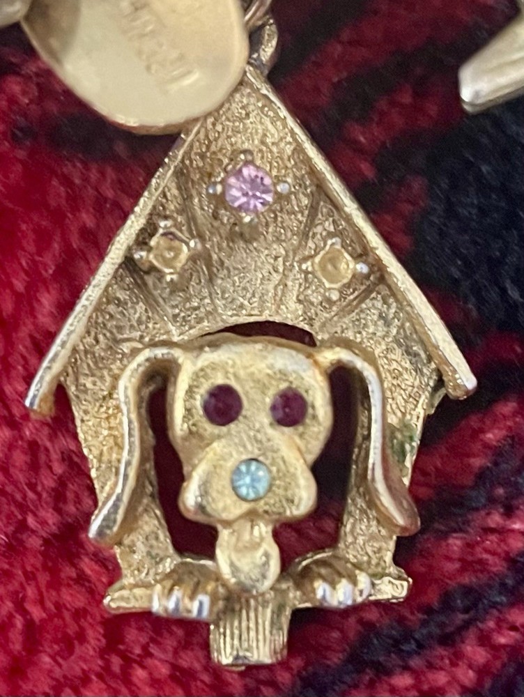 Vintage Dog in Dog House Puppy Charm Pendant