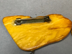 NATURAL OLD ANTIQUE YELLOW BUTTERSCOTCH BALTIC AMBER BROOCH 18,0 gr