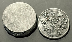 VTG Torino Pewter Floral Trinket Box Brooch Lid Round Flower Cottagecore 2-in-1