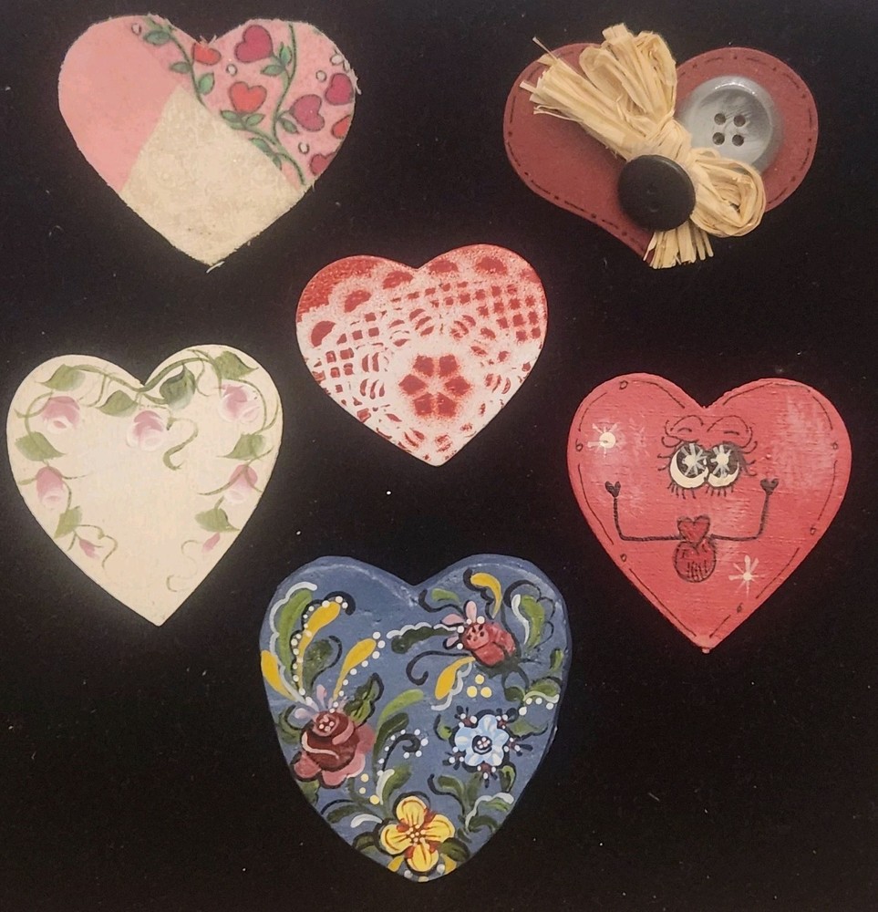 Vintage Heart Brooch Lot Mixed Materials And Styles