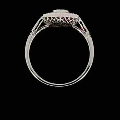 Art Deco Style 2Ct Lab Created Diamond & Ruby Engagement 14K White Gold FN Ring