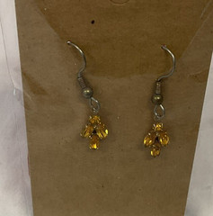 Used Vintage Gold Tone Earrings with faux Topaz Dangle stones