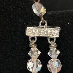 Vintage Art Deco Aurora Borealis 2 Strand Necklace, 14 Inch w/ 3 Inch Extender