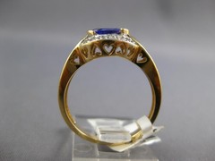 ESTATE .92CT DIAMOND & AAA TANZANITE 14KT YELLOW GOLD 3D OVAL & ROUND FUN RING