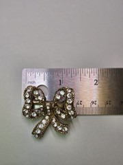 Vintage Bow Rhinestone Gold-tone Brooch Pin/pendant