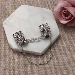 Vintage Flower Shawl & Cardigan Clip Brooch – Antique Zinc Alloy Sweater Collar