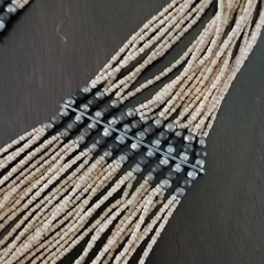 Vintage Natural Beaded Multi Strand Boho Statement Waterfall Necklace NEW