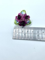 Vintage Coalport Bone China Red Rose ‘Forget Me Not’ Flower Leave England Brooch