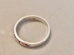 VINTAGE LANDSTROMS STERLING SILVER + 10K ROSE & YELLOW GOLD BAND RING SZ 8.5 5MM
