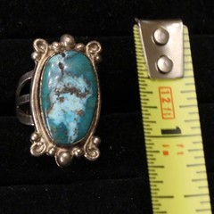 Lot of 5 Vintage Silver Turquoise Rings Size 5-5.5