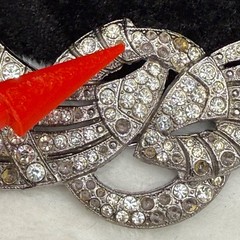 Vintage Butler and Wilson Rhinestone Ribbon Brooch Pot Metal Signed B&W READ