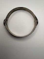 Vintage Egyptian 900 Silver Cuff Bracelet Black Onyx Hallmarked Mid Century