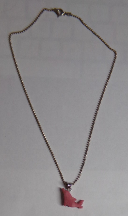 Vintage Pink Dolphin On 15 5/8″ Ball Chain Necklace – Marked .925, KC & Italy