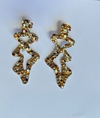 Vtg 1980s Bellini by Formart Crystal Pave Dangle Drop Earrings Clip On WOW!￼￼