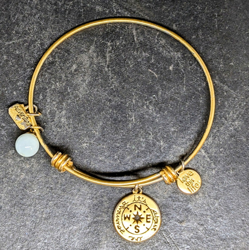 Vintage Compass Adventure Love This Life Charm Bracelet (A-3)