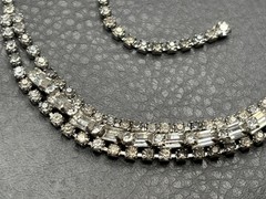 Vintage Rhinestone Crystal Necklace Silver Tone Crystal 16 – 18”