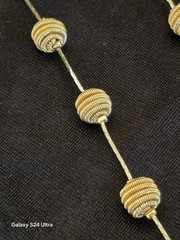 Vintage Unbranded Gold-Tone Coiled Wire Bead Station Necklace