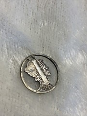 1942 MERCURY DIME 90% SILVER STERLING CUT OUT CHARM PENDANT WITH HOLE