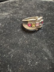 10k White Gold Mother’s Ring with 5 Natural Gemstones 3.1 Grams Size 6