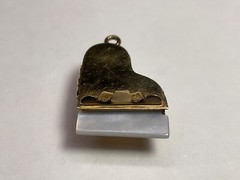 VTG JMS Piano Charm Pendant Opens Gold Filled Locket 3D Signed